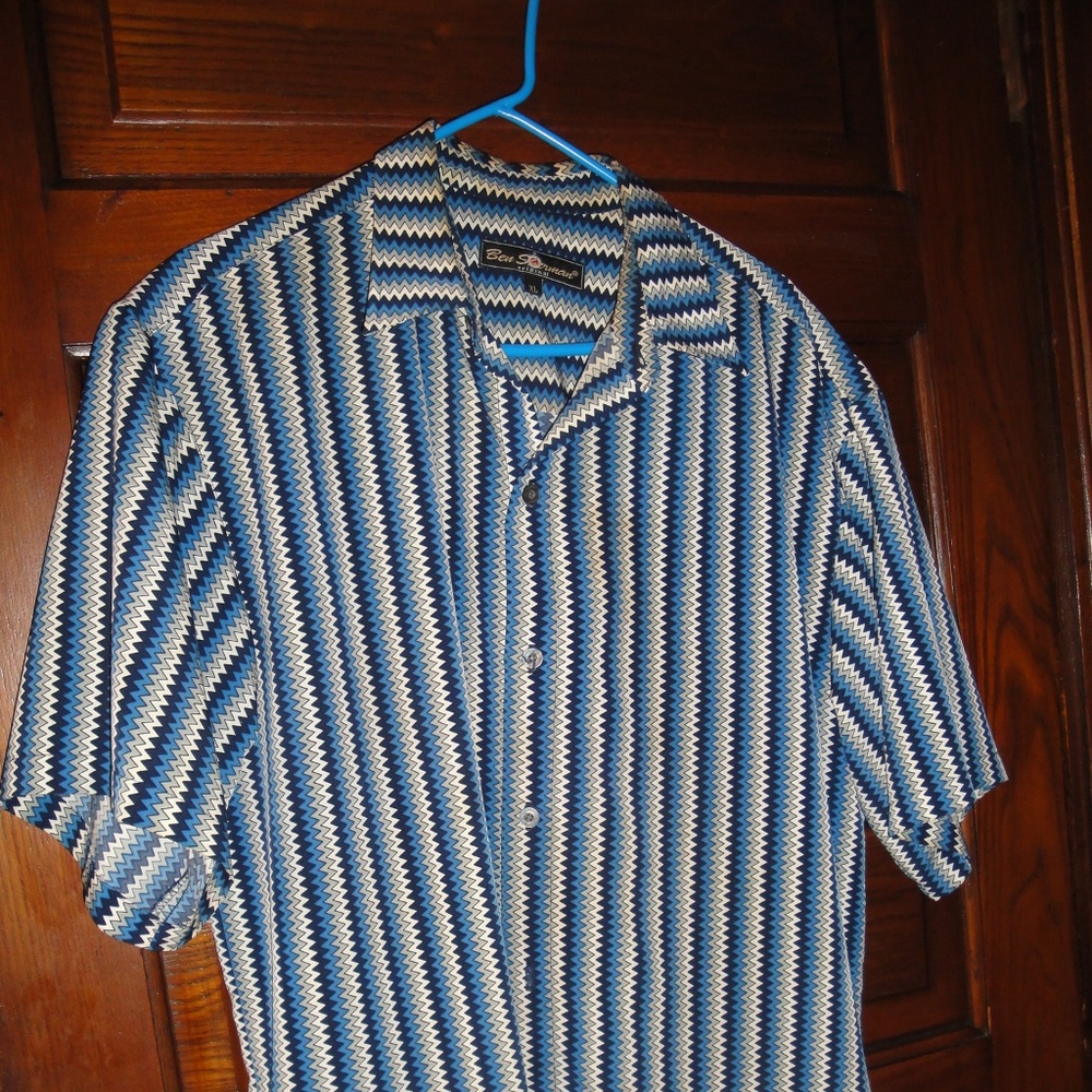 Ben Sherman Original Blue Zig Zag Pattern Shirt